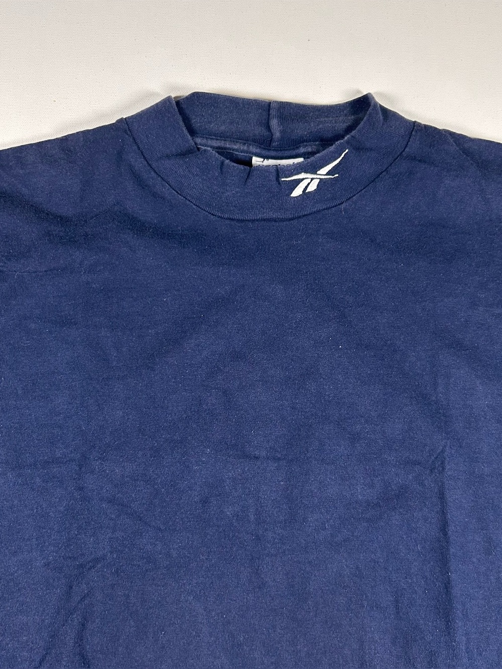 Vintage 90s Reebok Mens XL Oversize Shirt Long Sleeve Blue Mock Neck Made Canada